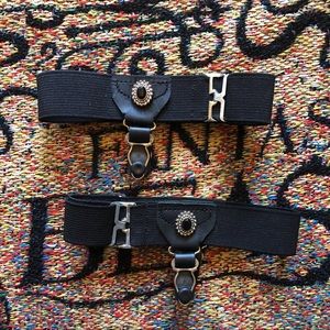 Sexy Victorian style cameo black garters